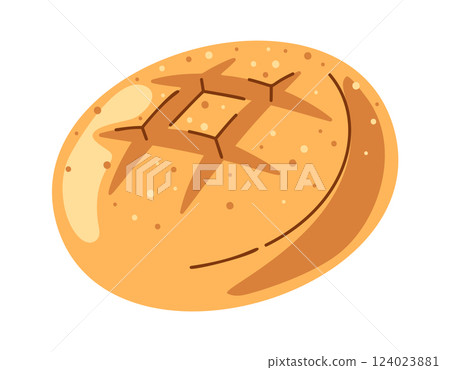 Round bread loaf bakery product Round bread loaf bakery product 124023881