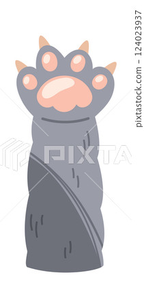 Gray fur fluffy cat paw 124023937