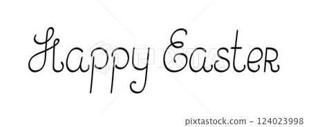 Happy Easter spring holiday handwritten lettering, simple linear traditional phrase, cute design element for greeting card, invitation, poster, banner, any decor purposes, horror story concept Happy Easter spring holiday handwritten lettering, simple linear traditional phrase, cute design element for greeting card, invitation, poster, banner, any decor purposes, horror story concept 124023998