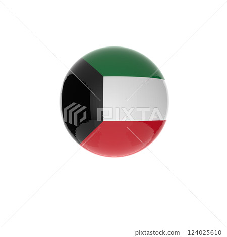 Kuwait flag ball in white background Kuwait flag ball in white background 124025610