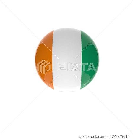Ivory Coast flag ball in white background Ivory Coast flag ball in white background 124025611