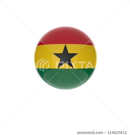 Ghana flag ball in white background Ghana flag ball in white background 124025612