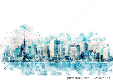 水彩東京城市景觀 124025661