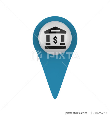 Blue Bank map marker in white Blue Bank map marker in white 124025735