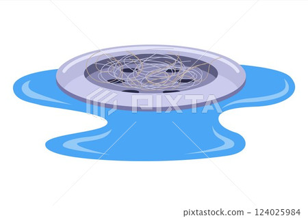 hair clogged drain. water does not go down the drain. 124025984