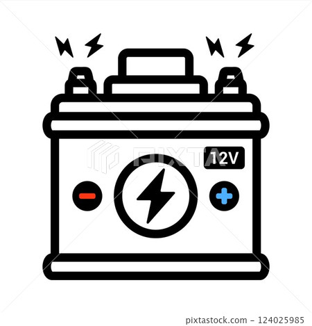 Black icon car battery for car. 124025985