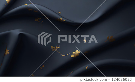 黑布與金色花朵圖案 124026053