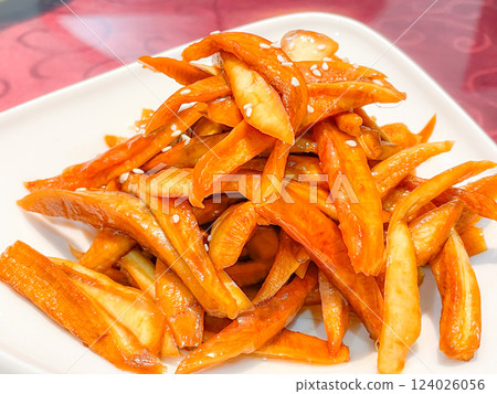 Chinese appetizer: Jiao Luo Bu Tiao (radish pickled in soy sauce) Chinese appetizer: Jiao Luo Bu Tiao (radish pickled in soy sauce) 124026056