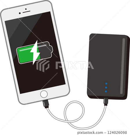 White smartphone and mobile battery White smartphone and mobile battery 124026098