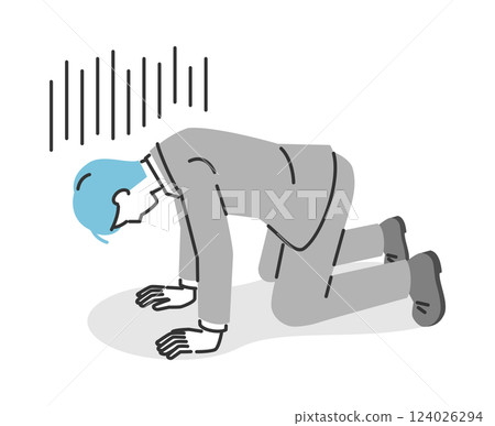 Illustration of a depressed businessman with his hands on the floor 124026294