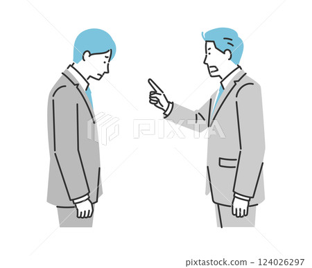 Illustration of a businessman being scolded by his boss 124026297