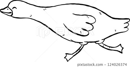 Cute Silly Goose Black and White Outline Nervous Running Cartoon Hand Drawn Doodle Cute Silly Goose Black and White Outline Nervous Running Cartoon Hand Drawn Doodle 124026374