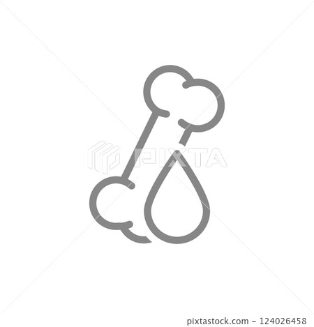 Human bone with drop line icon. Blood donor day symbol. Vector illustration. 124026458