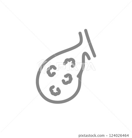 Gallbladder with tumors line icon. Gallbladder cancer, disease internal organ symbol. Vector illustration Gallbladder with tumors line icon. Gallbladder cancer, disease internal organ symbol. Vector illustration 124026464