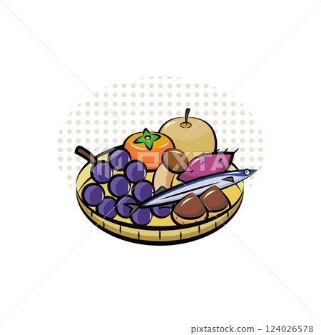 秋天是食慾旺盛的季節 | 有用的季節活動材料系列（秋季） | 流行插圖 124026578