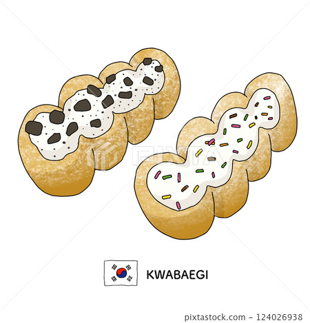 Korean food _ Kwabaegi line drawing illustration Korean food _ Kwabaegi line drawing illustration 124026938