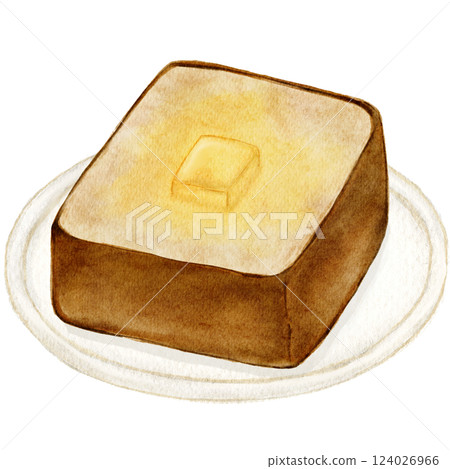 麵包、奶油吐司的水彩畫 麵包、奶油吐司的水彩畫 124026966