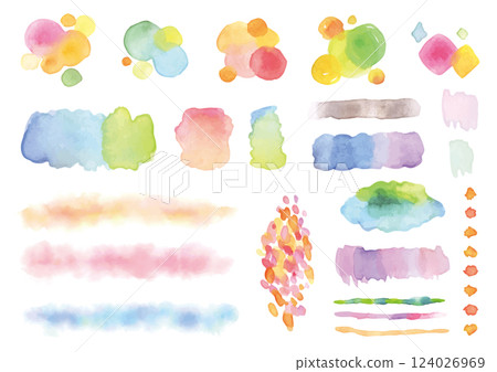 一組彩色水彩圓點 124026969