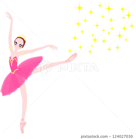 身穿深粉紅色服裝的芭蕾舞女演員，閃閃發光 124027030