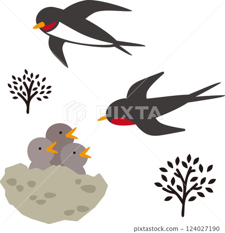 燕子插圖素材集 124027190