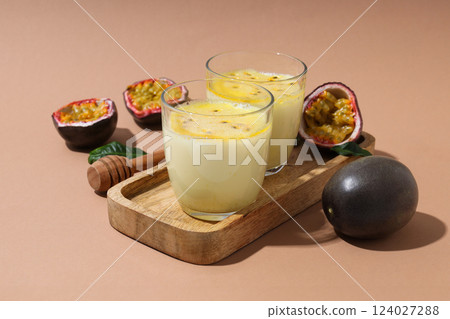 Passion fruit mousse, concept of tasty dessert Passion fruit mousse, concept of tasty dessert 124027288