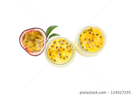 PNG, Passion fruit mousse, isolated on white background 124027295