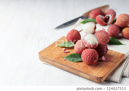 Lychee, concept of fresh and ripe exotic food 124027313