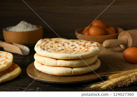 Tasty bakery food concept - delicious Pita, food for making in home 124027360
