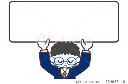 一名戴眼鏡的男學生舉著標語表示歉意 一名戴眼鏡的男學生舉著標語表示歉意 124027440