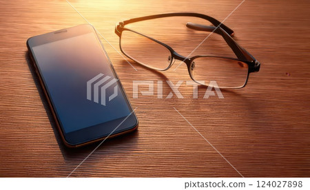 《AI Image》Smartphone and glasses 124027898