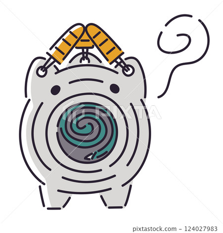 Pig-shaped mosquito coil / Vector hand-drawn line illustration 124027983