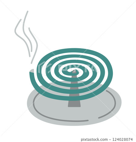 Mosquito coil emitting smoke / Vector hand-drawn illustration Mosquito coil emitting smoke / Vector hand-drawn illustration 124028074