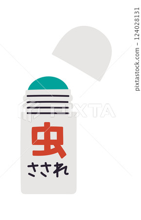 Insect bite medicine with the lid open / Vector hand-drawn illustration 124028131