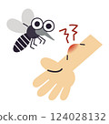 蚊蟲叮咬導致手臂紅腫/向量手繪插圖 124028132