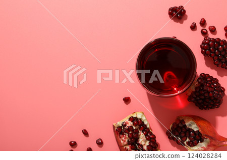 Pomegranate juice, tasty, delicious and fresh drink 124028284