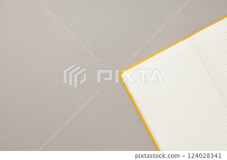 An open notebook lies on a light background An open notebook lies on a light background 124028341