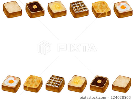 Watercolor bread toast frame 124028503