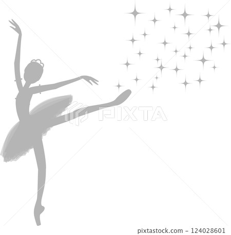 Grey silhouette of ballerina sparkling 124028601