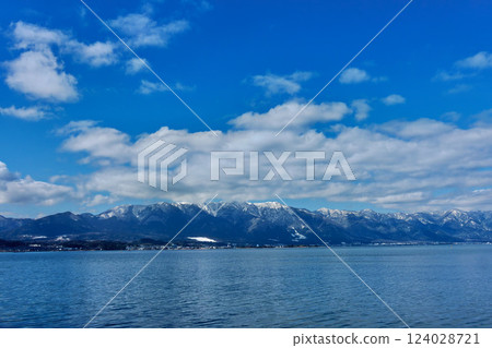 View of Mt. Hira from the shores of Lake Biwa View of Mt. Hira from the shores of Lake Biwa 124028721