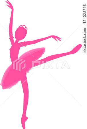 Ballerina in dark pink silhouette 124028768
