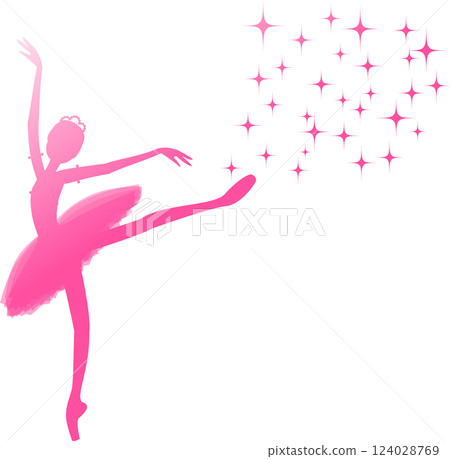 Ballerina gradation with a dark pink silhouette 124028769