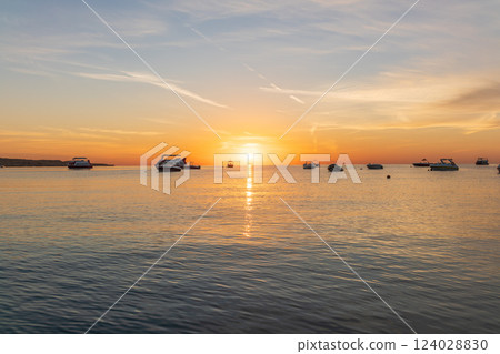 Sunrise over the sea. Panoramic seascape. Sunrise over the sea. Panoramic seascape. 124028830