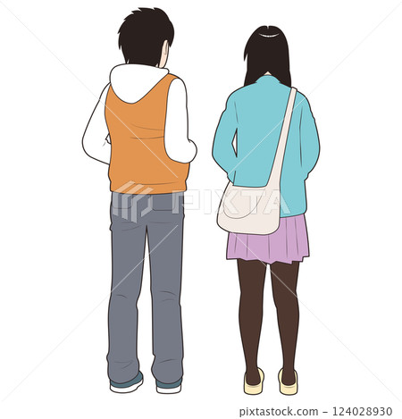 一對年輕夫婦的背影 124028930
