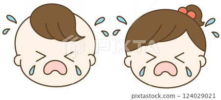 Illustration of a boy and girl crying 124029021