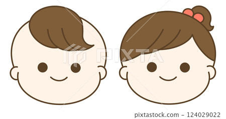男孩和女孩微笑的插圖 男孩和女孩微笑的插圖 124029022