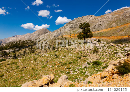 View of mountains near Konya and Isparta, Turkey 124029155