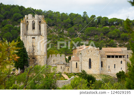 Historical view of Castle of Abbey Sainte-Marie d'Orbieu in Lagrasse 124029195