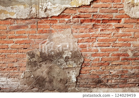brick wall with cement wall texture 124029459