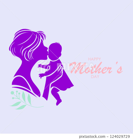 Mother and Baby Silhouette Mother's Day Illustration Mother and Baby Silhouette Mother's Day Illustration 124029729