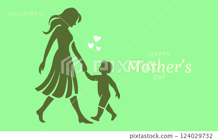 Mother's Day Silhouette of Mom and Son Holding Hands Mother's Day Silhouette of Mom and Son Holding Hands 124029732